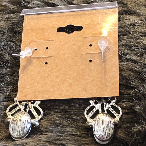 Victorian style ruby red rhinestone drop earrings - Picture 4 of 4